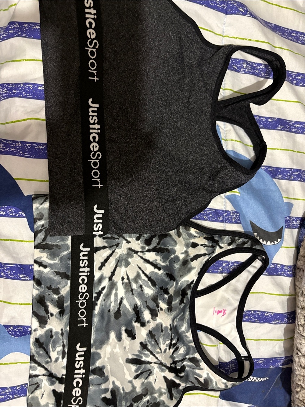 Justice Girls Black & Gray Sports Bras - 2 Pack